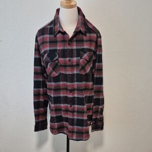 FIVE FOUR LOS ANGELES Black & Red Plaid Button Front Shirt Sz L